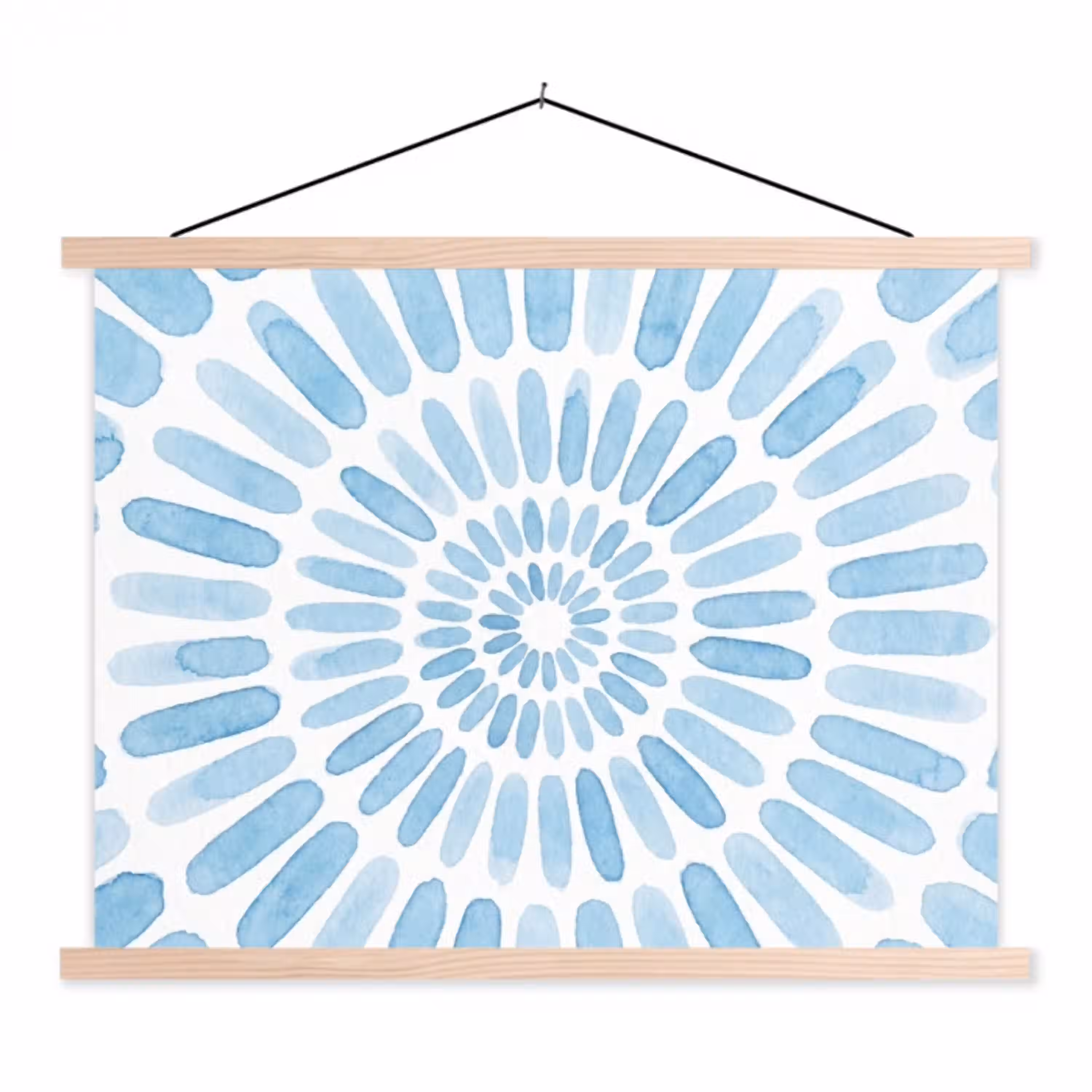 Abstract - Vormen - Kunst - Aquarel - Blauw textielposter latten blank klein -3d