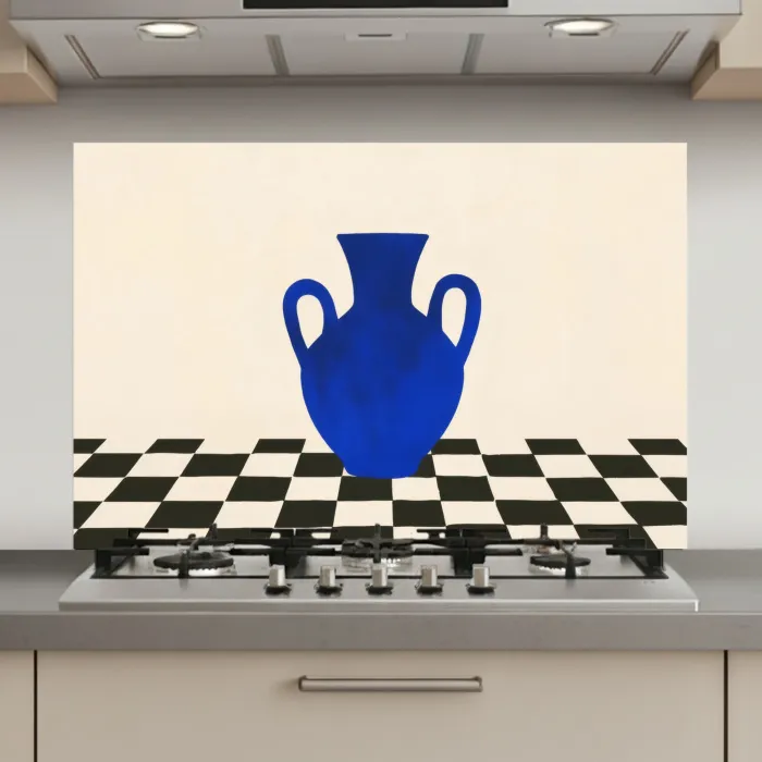Vaas - Blauw - Geblokt - Modern keuken achterwand spatscherm klein -3d_website