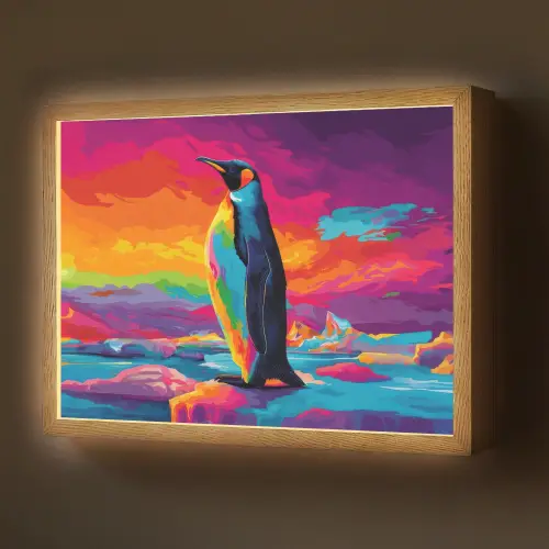 Ijsschots - Pinguïn - Abstract - Lucht Light Box met batterij (Wandlamp) middel -z3d_website