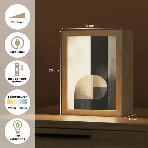 Vormen - Modern - Zwart Light Box met kabel (Tafellamp) klein -USP_NL