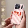 Hola - Quote -  Strepen - Pastel - Roze - Rood - Wit Telefoonhoesje iPhone 17 Pro klein -sfeer3_NL