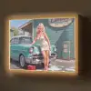 Auto - Vrouw - Groen Light Box met batterij (Wandlamp) middel -z3d_website