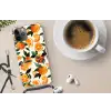 Sinaasappels - Vruchten - Bladeren - Oranje - Groen - Beige Hoesje iPhone 12 Pro met koord klein -oordop