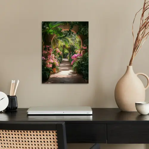 Doorkijk - Tropisch - Bloemen - Natuur poster papier klein -sfeer1