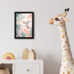 Kolibrie - Vliegen - Natuur - Illustratie - Kleurrijk fotolijst zwart zonder passe partout klein -usfeer4_kinderkamer
