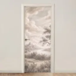 Landschap - Bergen - Meer - Natuur deurposter klein -3d_beige