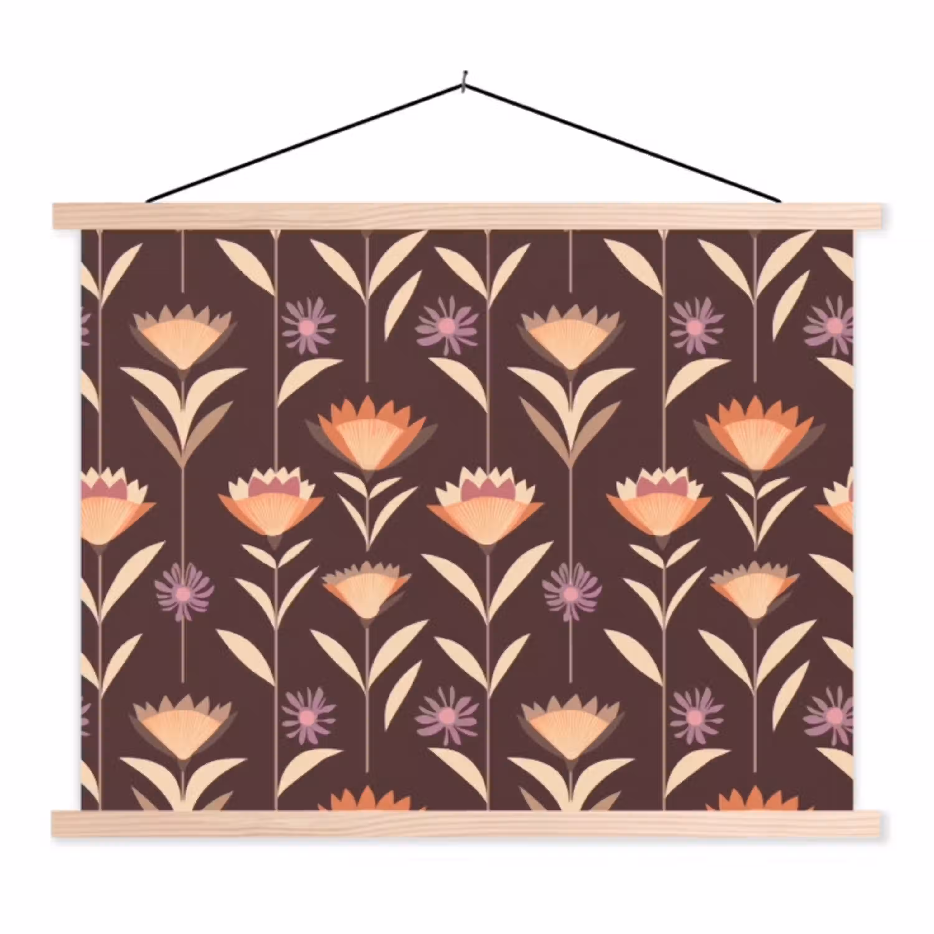 Elegant - Retro - Bruin textielposter latten blank klein 122 -3d