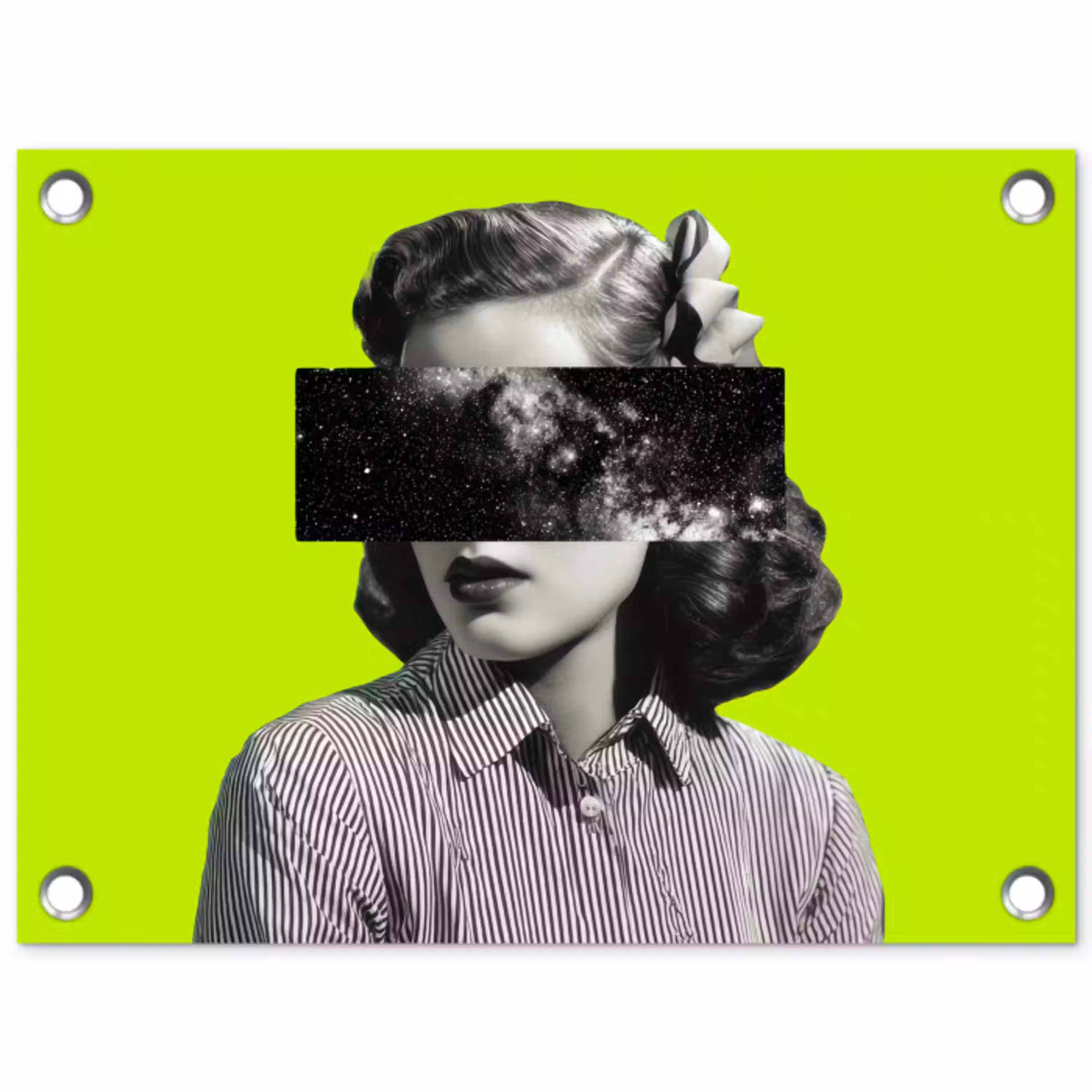 Vrouw - Sterrenhemel - Groen tuinposter los doek klein -3d