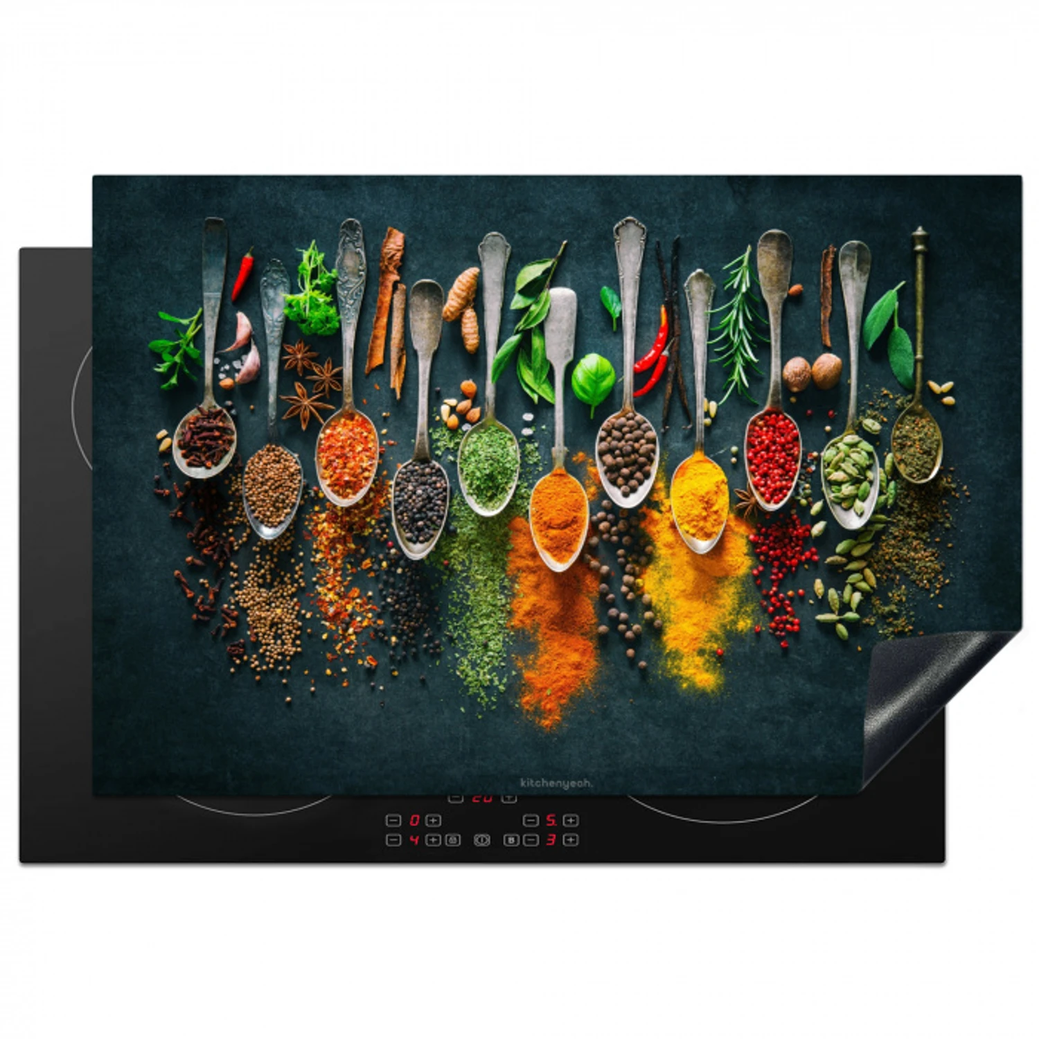 Kruiden - Lepels - Kleurrijk Inductie beschermer vinyl 3mm klein -3d