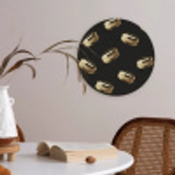 Macarons - Patroon - Goud - Zwart Akoestische PET Vilt - Rond klein -sfeer3