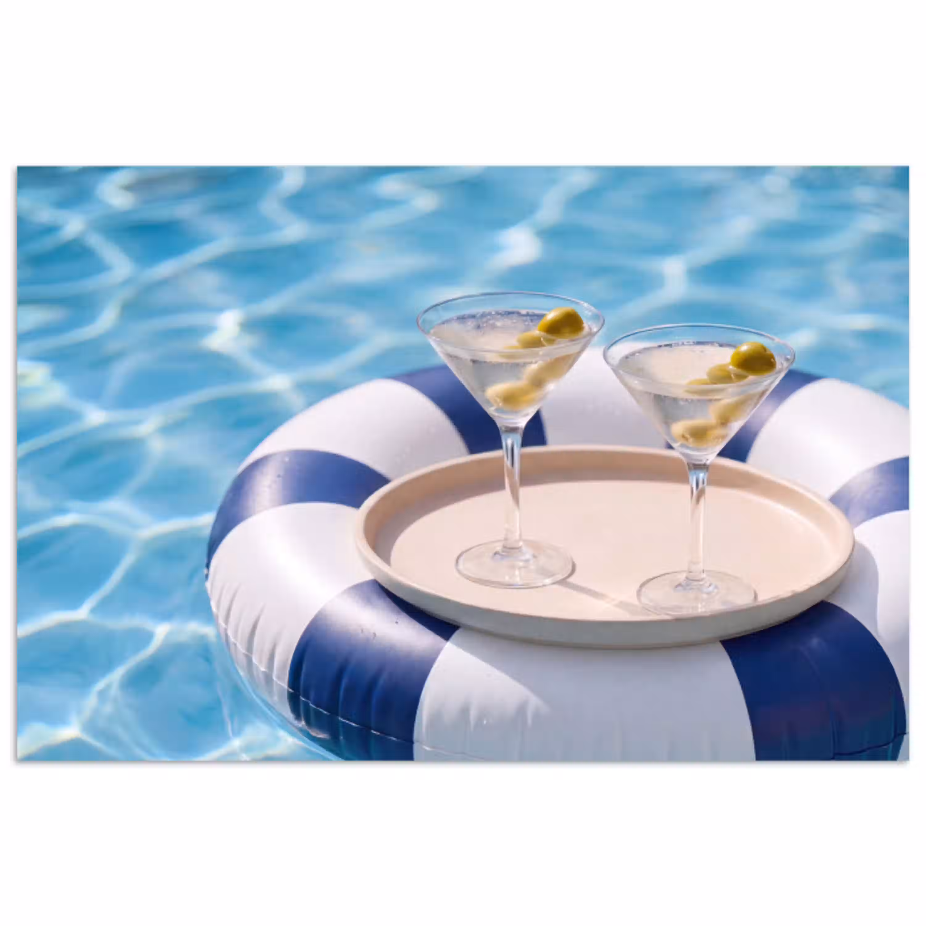 Cocktail - Zwembad - Zomer - Blauw poster papier klein -3d