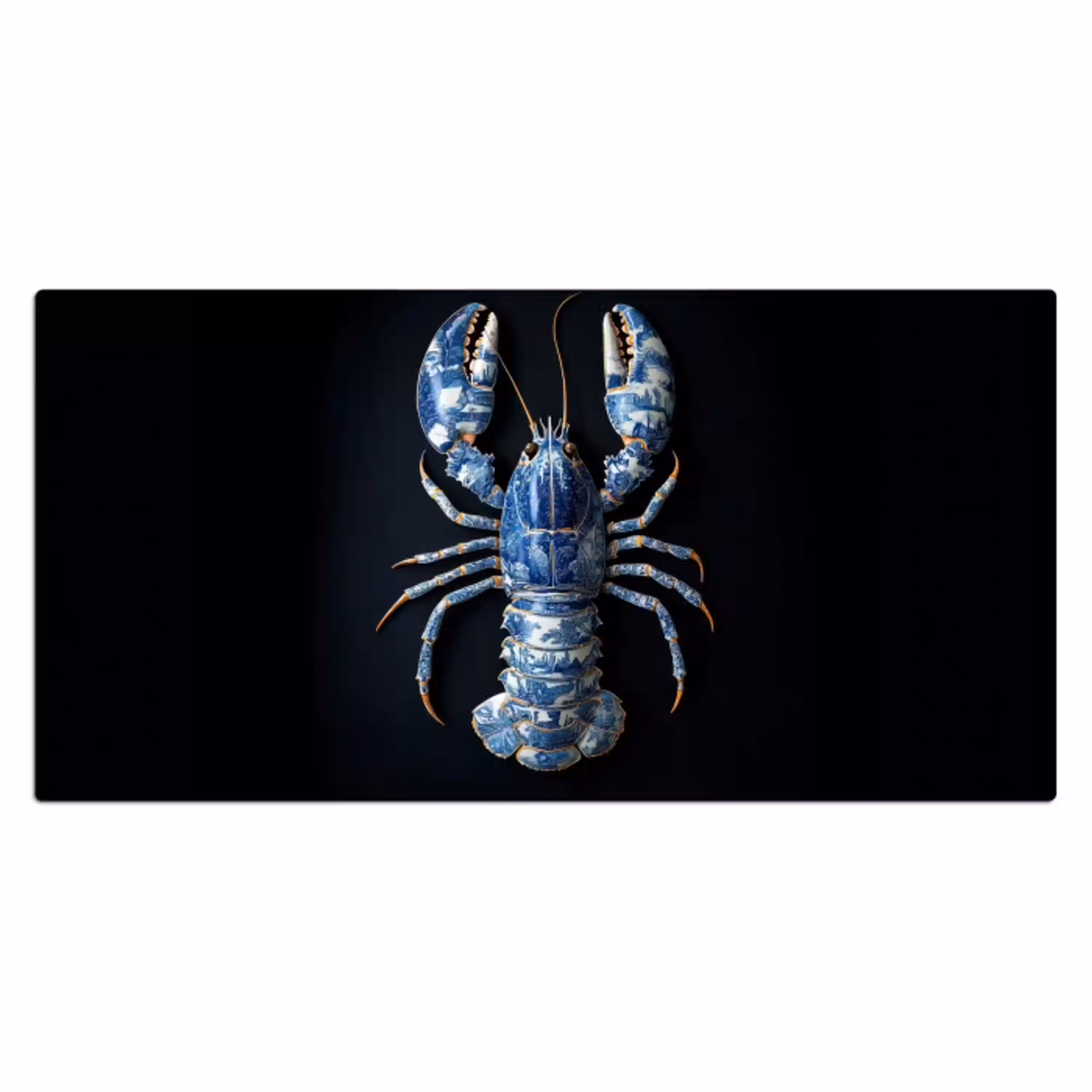 Kreeft - Delftsblauw - Schild - Stoer Muismat XXL klein -3d_leeg