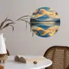 Berg - Rivier - Zonsondergang Wandcirkel behangsticker klein -sfeer3