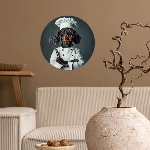 Hond - Garde - Kok Wandcirkel behangsticker klein -sfeer1