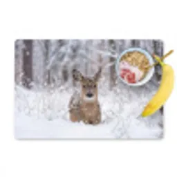 Hert - Sneeuw - Bos - Dieren - Vertederend Placemat vinyl groot -zzzproduct_Kitchenyeah-website
