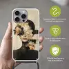Gezicht - Bloemen - Zwart - Vrouw Hoesje iPhone 16 Pro Max met koord klein -sfeer2_NL
