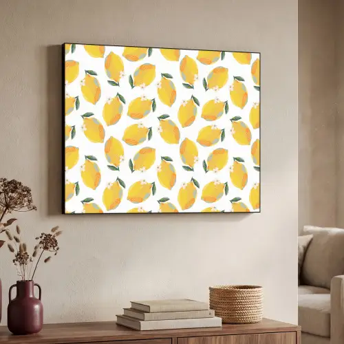 Citroenen - Wit - Bloemen - Patroon Textielframe - compleet frame klein 947 -sfeer3
