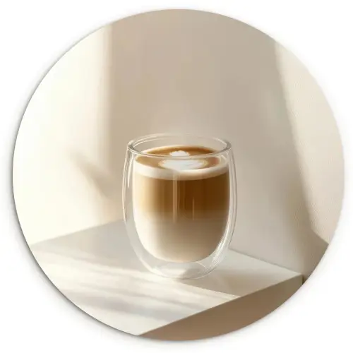 Mok - Latte - Minimalistisch - Schaduw Wandcirkel kunststof plaat 5mm dik klein -3d