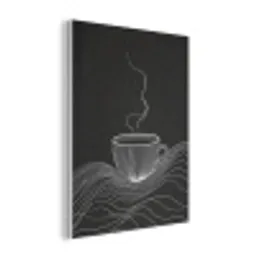 Lijntekening - Koffiekop - Zwart PET vilt klein -3d