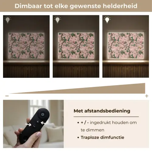 Pioenrozen - Botanisch - Vogel Light Box met batterij (Wandlamp) middel 907 -USP_dimbaarNL