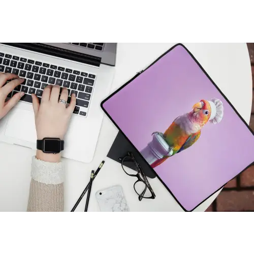 Papegaai - Koksmuts - Pilaar - Vogel laptophoes neopreen klein -bureau
