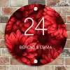 Rode bloemen - Klassiek Naambord Rond klein -sfeer2