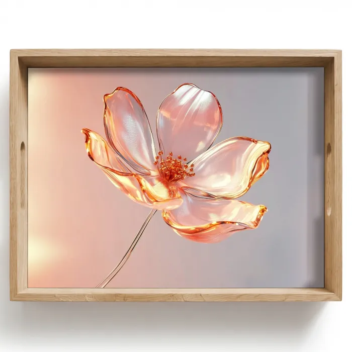 Glazen - Bloem - Roze Dienblad Rechthoek middel -z3d_shopping