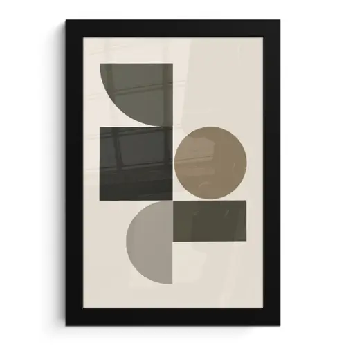 Aardetinten - Abstracte compositie - Eenvoudige vormen fotolijst zwart zonder passe partout klein -3d