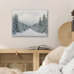 Weg - Sneeuw - Naaldbos - Winter - Avontuurlijk PET vilt klein -sfeer3
