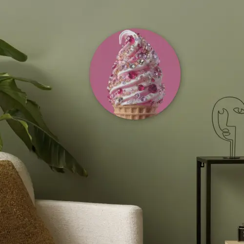 Softijs - Edelstenen - Roze - Hoorntje Akoestische PET Vilt - Rond klein -sfeer2