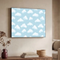 Wolken - Illustratie - Blauw Textielframe zwart klein 947 -sfeer3