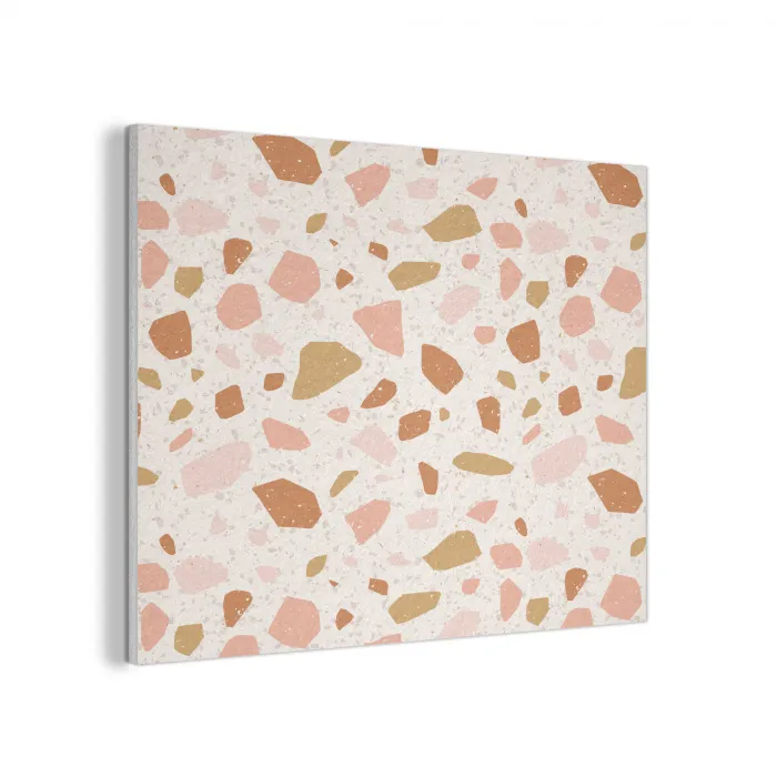 Terrazzo -  Patroon - Kleurrijk - Zalm PET vilt klein 837 -3d