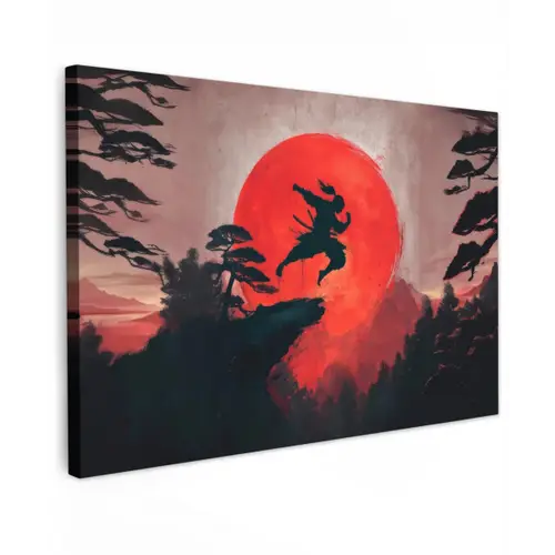 Zon - Krijger - Bomen - Bergen canvas 2cm klein -z3d