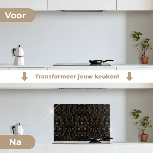 Goud - Illusie - Patroon keuken achterwand spatscherm klein 900 -voor_na_NL