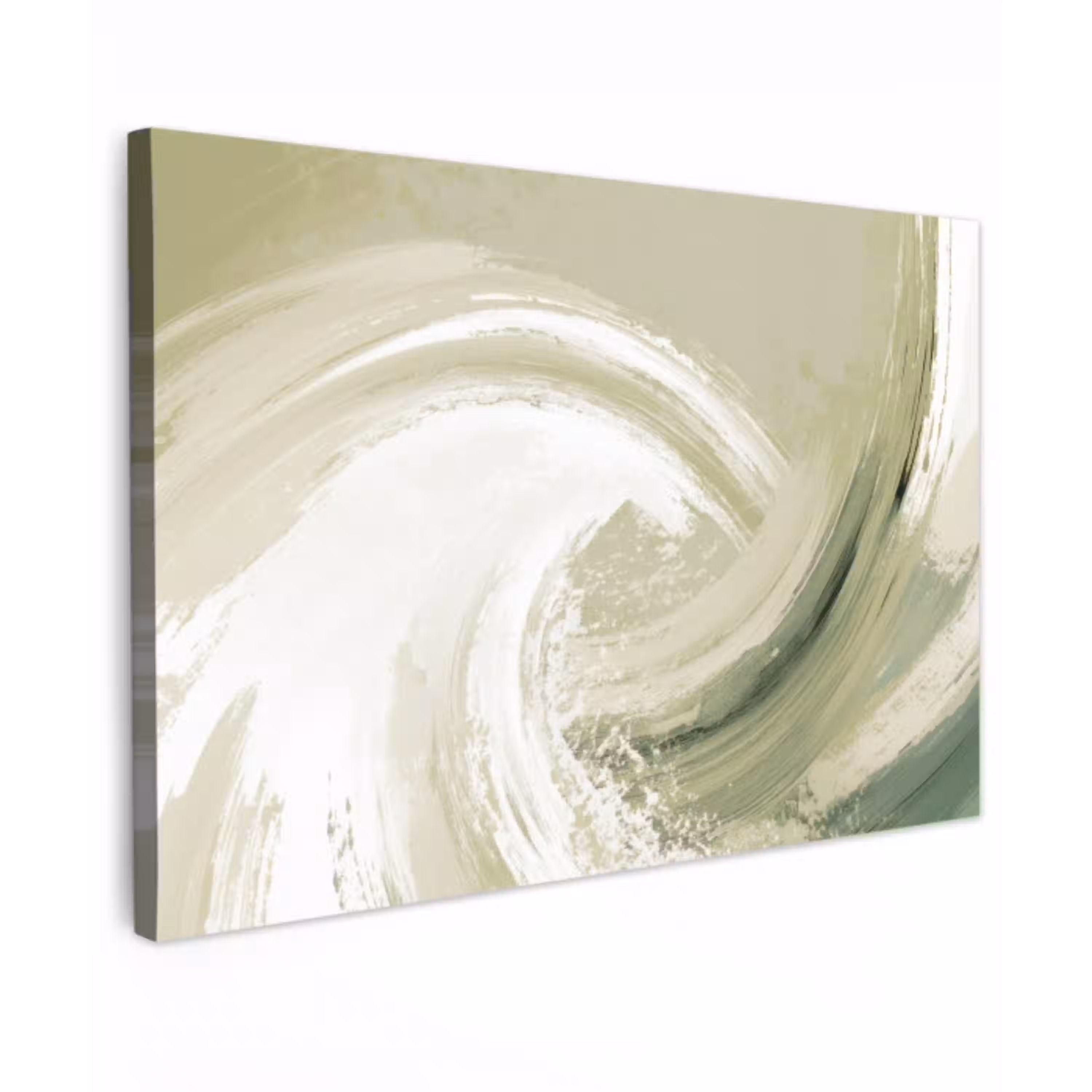 Abstract - Penseelstreken - Golven - Groen Tuinposter op houten frame 2 cm dik klein -3d