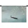 Bloesems - Minimalistisch - Wateroppervlak - Boot Wandkleed katoen klein -zz3d