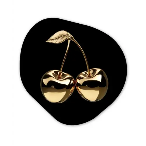 Kersen - Zwart - Goud - Chrome Wandcirkel Organisch Aluminium middel -3d