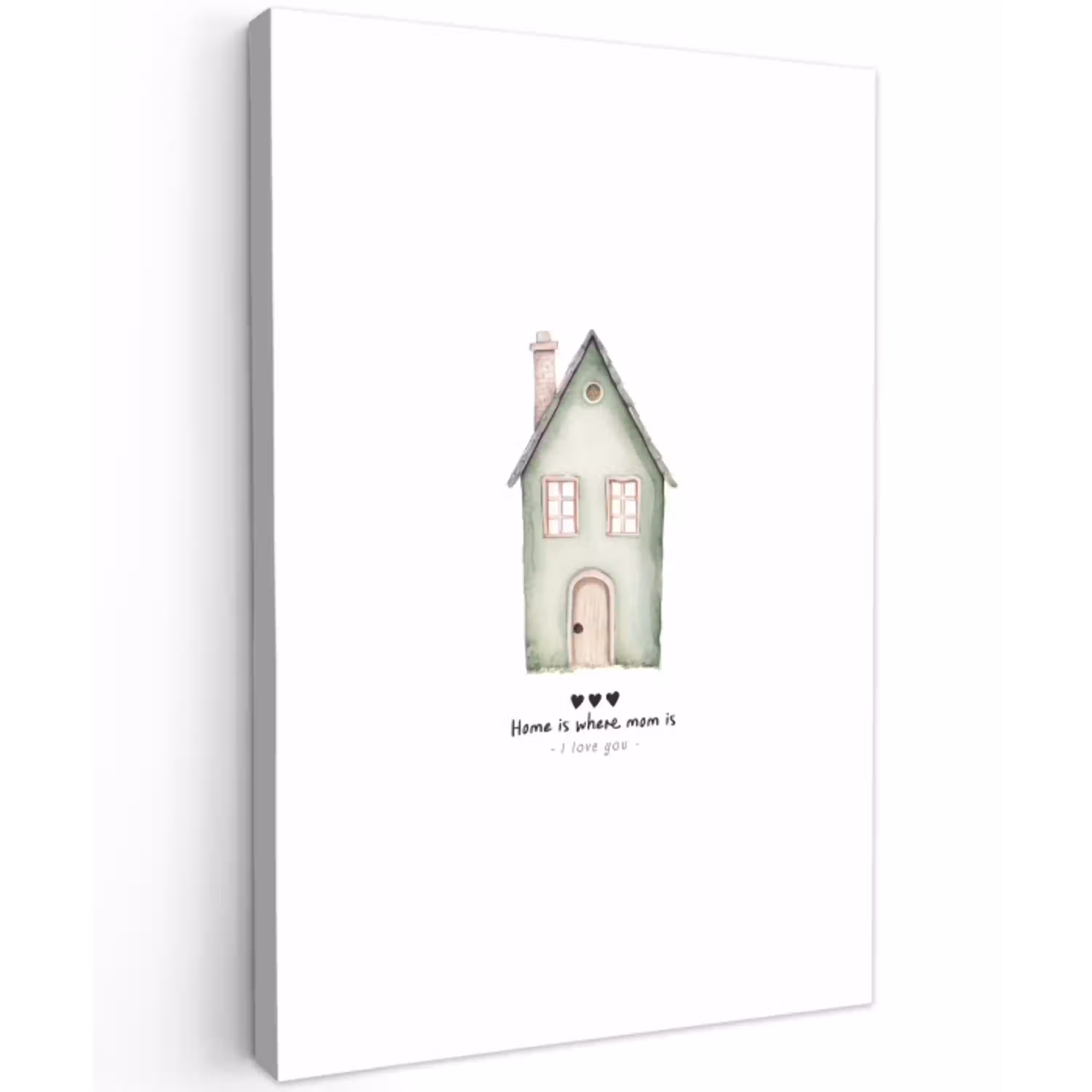 Huisje - Groen - Tekst - Liefdevol Tuinposter op houten frame 2 cm dik middel -3d