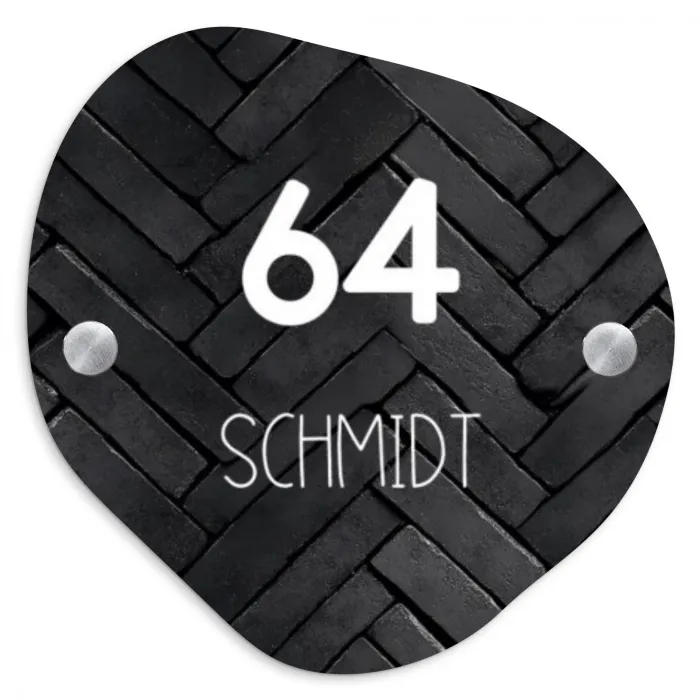 Zwarte stenen - Modern Naambord Organisch middel -3d