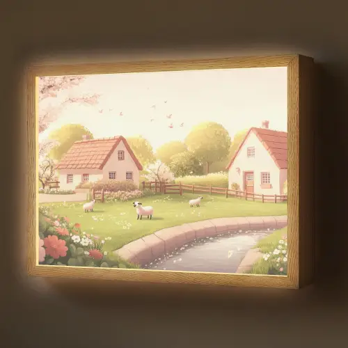 Schapen - Huisje - Platteland Light Box met batterij (Wandlamp) middel -z3d_website