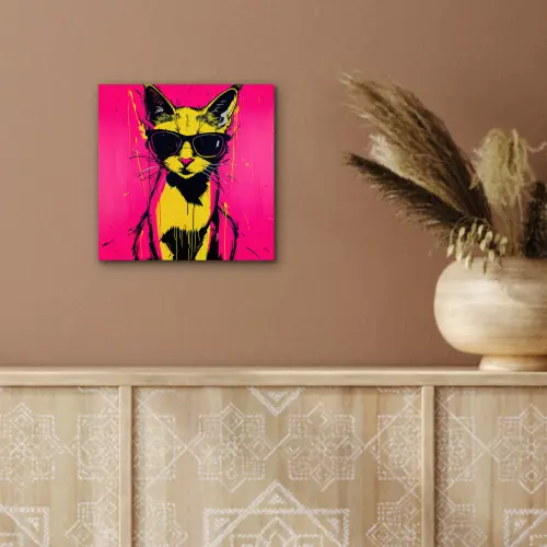 Kat - Art - Zonnebril - Roze aluminium wit klein -sfeer4
