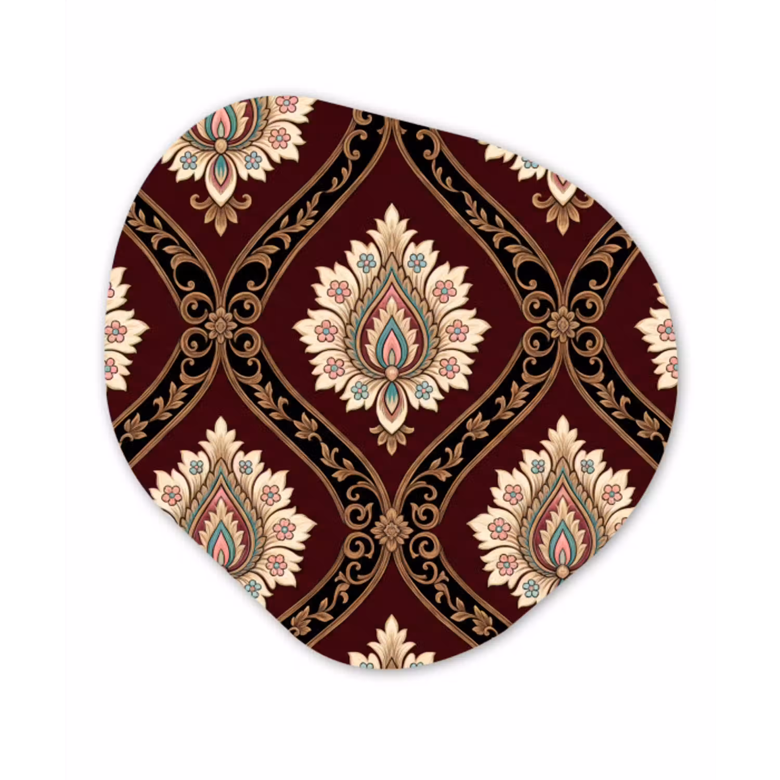 Patroon - Bloemmotief - Decoratie - Klassiek - Rood Wandcirkel Organisch Plexiglas middel -3d