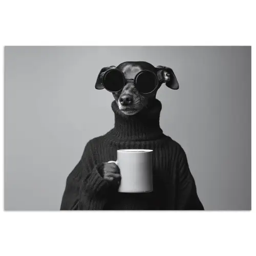 Coltrui - Hond - Bril - Mok poster papier klein -3d