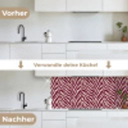 Zebra - Motief - Bordeaux - Rood keuken achterwand 2 middel 871 -voor-na_DE