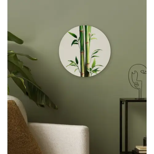 Bamboestengels - Sierlijk - Groen Wandcirkel kunststof plaat 5mm dik klein -sfeer3