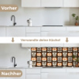 Bloemen - Retro - Bruin keuken achterwand 2 middel 871 -voor-na_DE