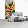 Tropisch - Bladeren - Zwart - wit fotobehang vinyl groot -slaapkamer