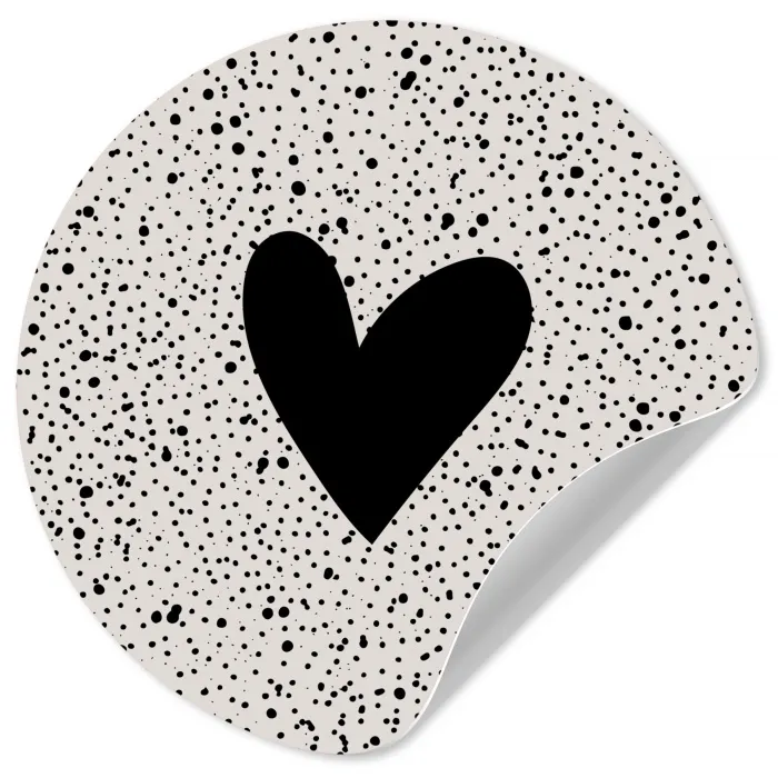 Hartje - Stippen - Beige Wandcirkel behangsticker klein -3d