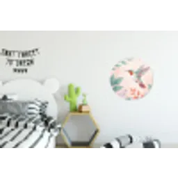 Kolibrie - Vliegen - Natuur - Illustratie - Kleurrijk Wandcirkel aluminium klein -kinderkamer