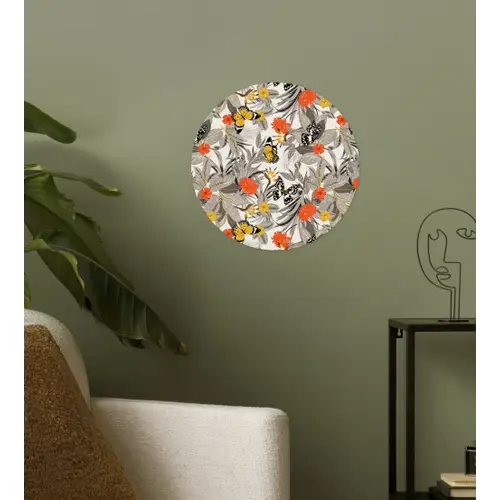 Tropisch - Zomer - Vlinder - Bloemen Wandcirkel behangsticker klein 186 -sfeer2